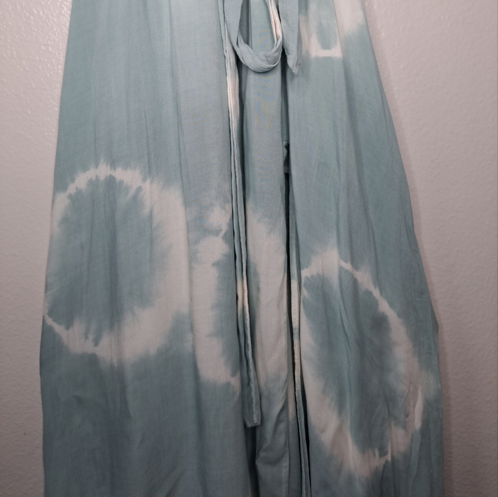 Lulus Womens Tie-Dye Dusty Sage  Kimono Slv Wrap Maxi Dress Pullover Oversized S - Picture 6 of 15